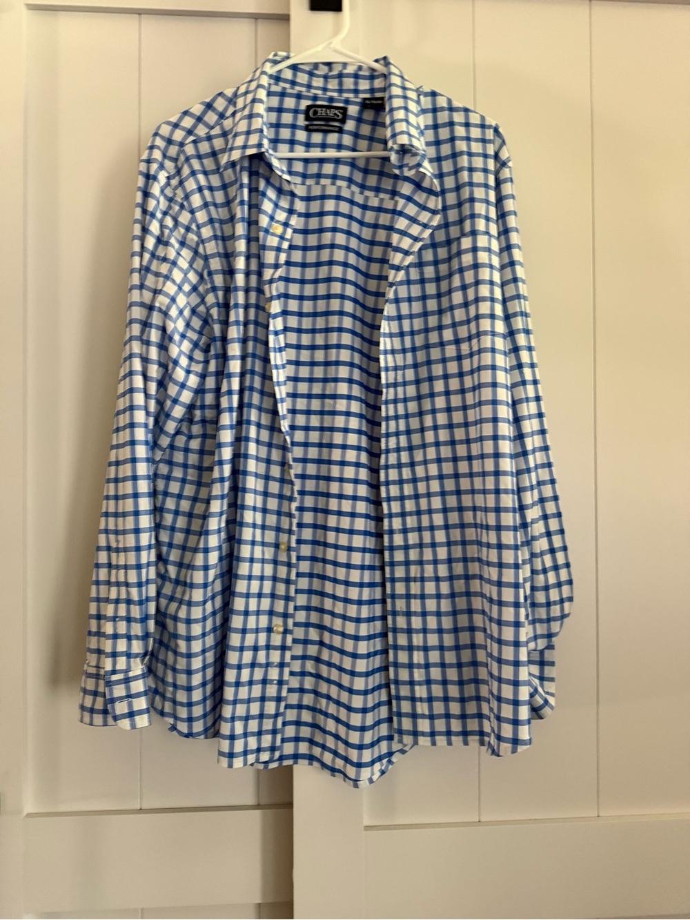 Chaps Men’s Blue and White Check Shirt Jacket